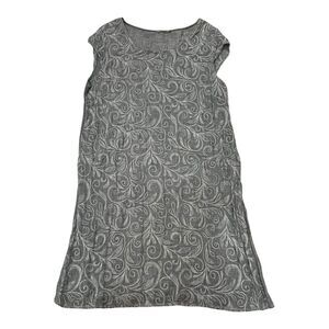 Lungo L’arno Gray 100% Linen Stitched Pattern Shift Dress 2X